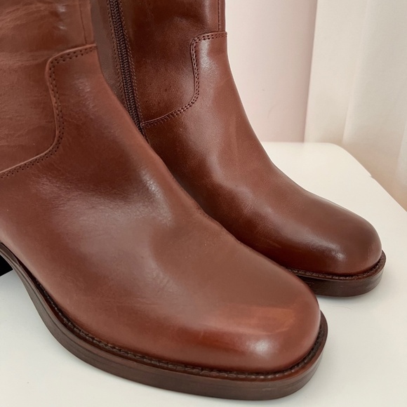 Leather Block Heel Booties - Picture 6 of 10